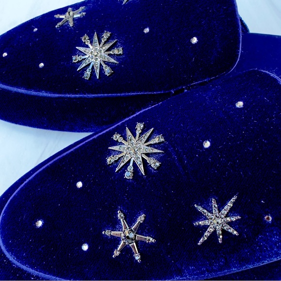 White House Black Market Blaire Star Slides in Ultraviolet Velvet Wm 11 Men’s 9 - Picture 8 of 11